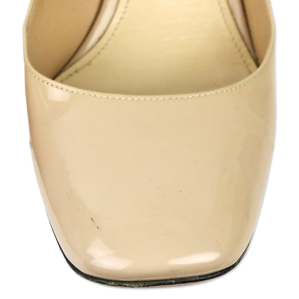 Prada Nude Patent Leather Square Toe Pumps