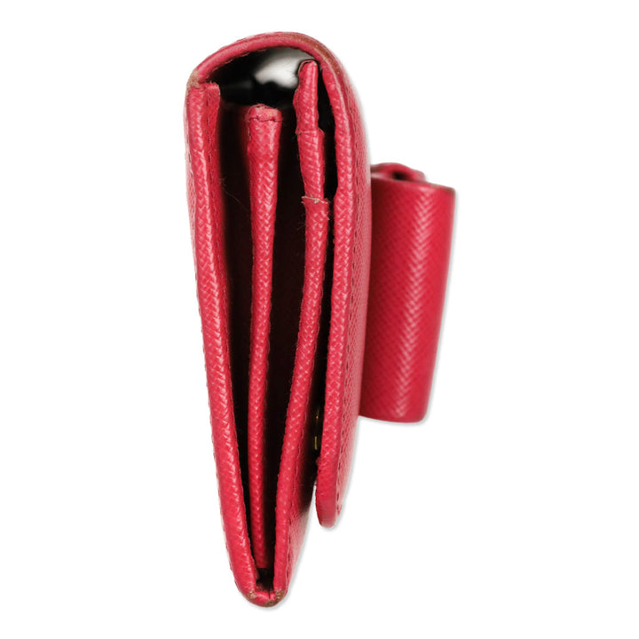 Prada Pink Saffiano Bow Continental Wallet