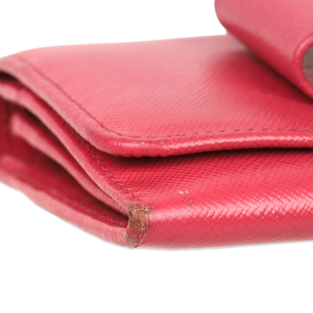 Prada Pink Saffiano Bow Continental Wallet