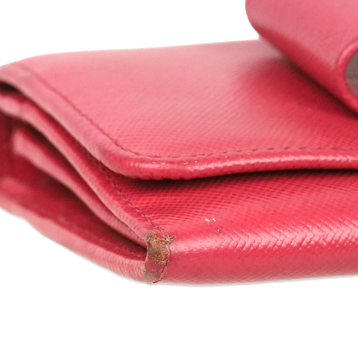 Prada Pink Saffiano Bow Continental Wallet