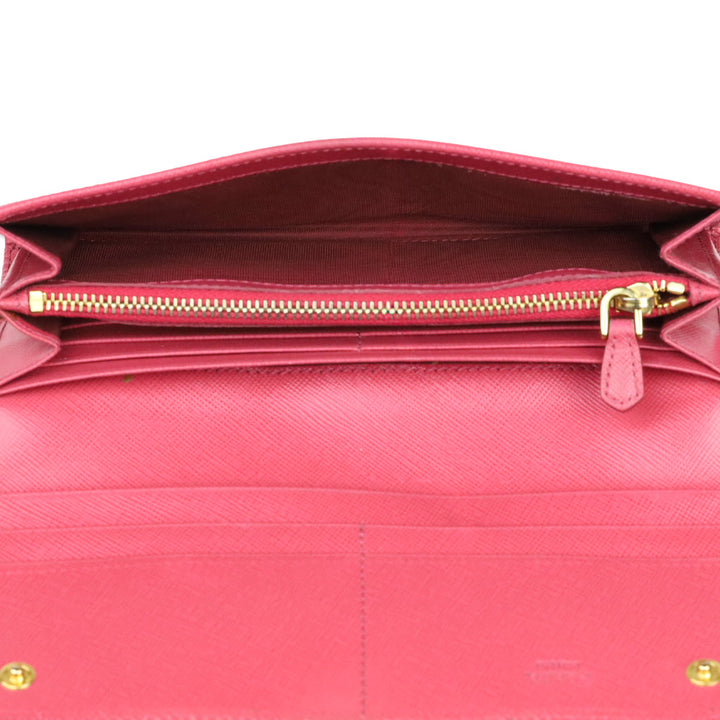 Prada Pink Saffiano Bow Continental Wallet
