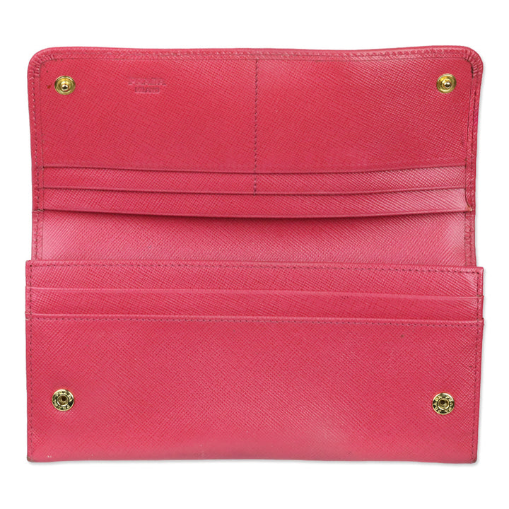 Prada Pink Saffiano Bow Continental Wallet