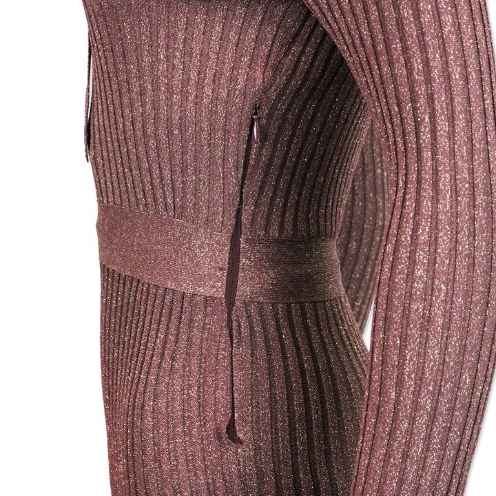 Prada Purple Lurex Stretch Rib Knit Midi Dress