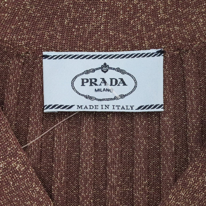 Prada Purple Lurex Stretch Rib Knit Midi Dress