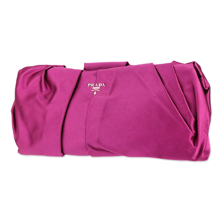 Prada Purple Satin Pleated Raso Clutch