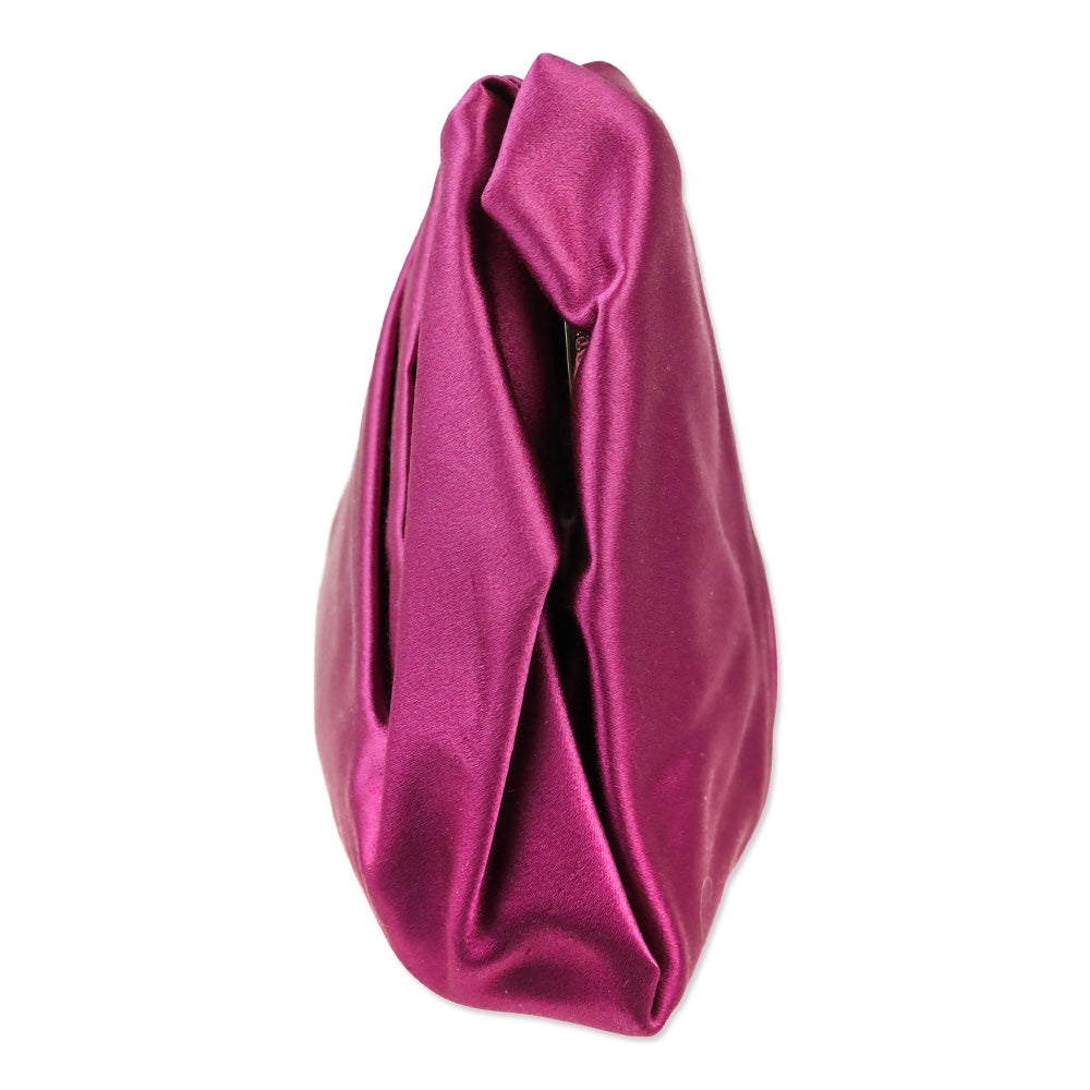 Prada Purple Satin Pleated Raso Clutch