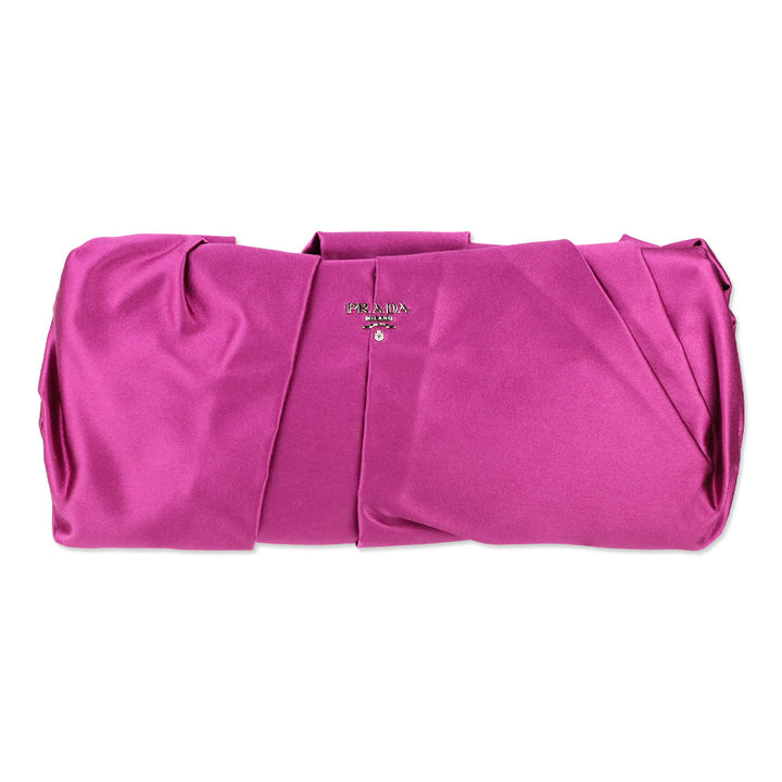Prada Purple Satin Pleated Raso Clutch