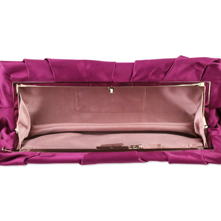 Prada Purple Satin Pleated Raso Clutch