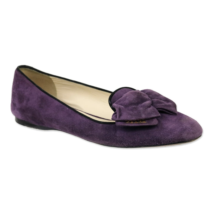 Prada Purple Suede Bow Loafer Flats