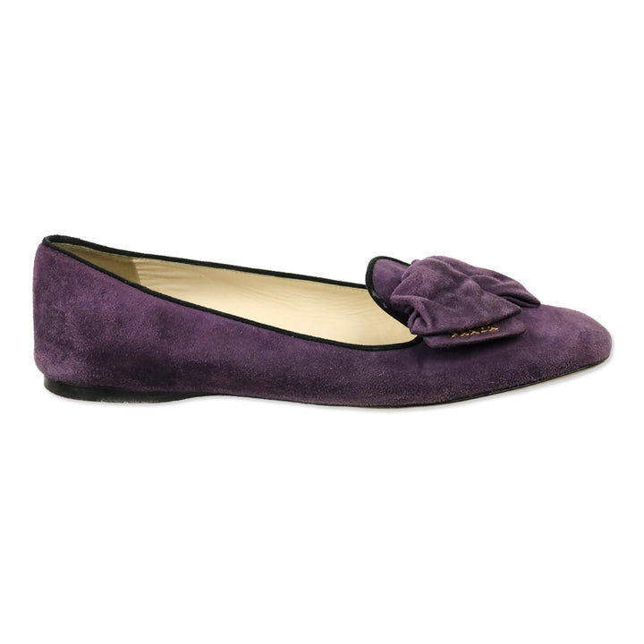 Prada Purple Suede Bow Loafer Flats