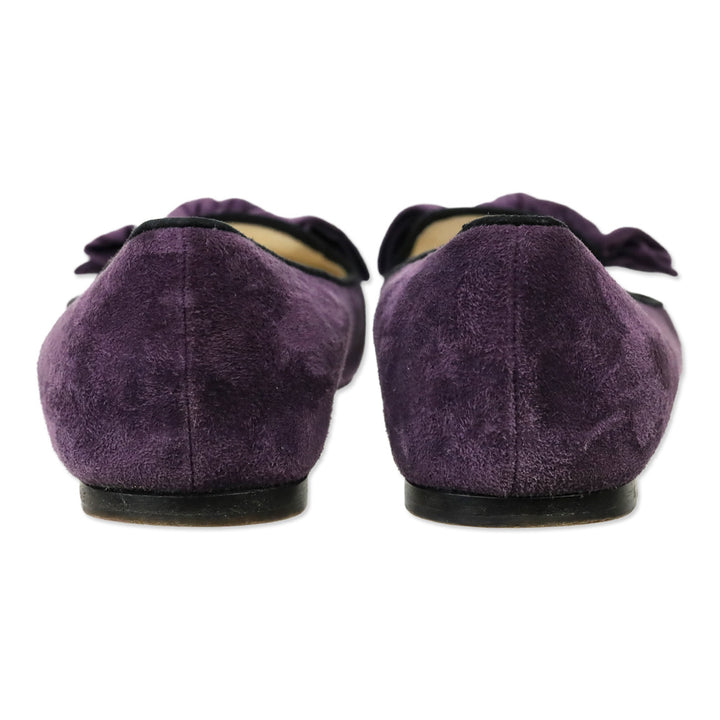Prada Purple Suede Bow Loafer Flats