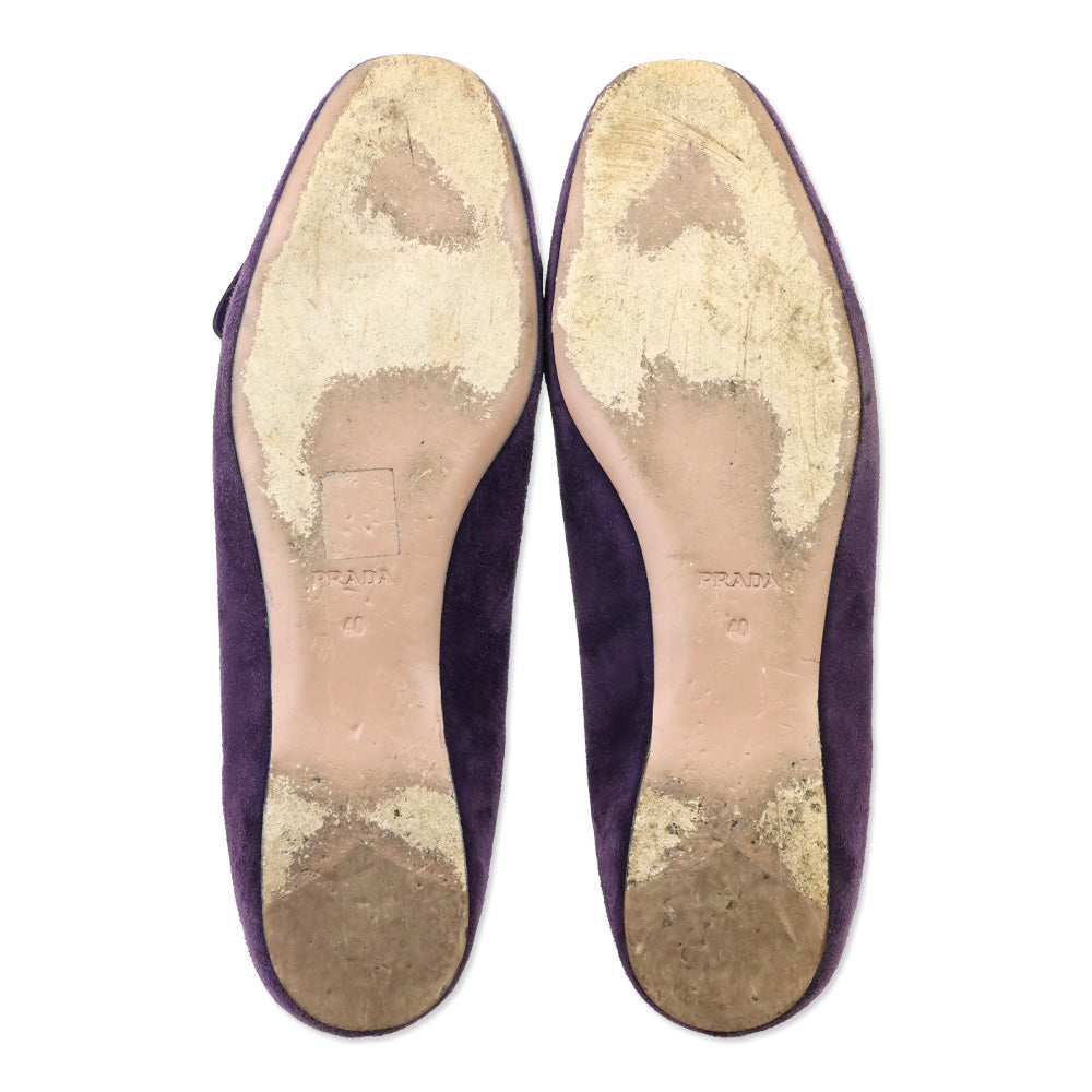 Prada Purple Suede Bow Loafer Flats