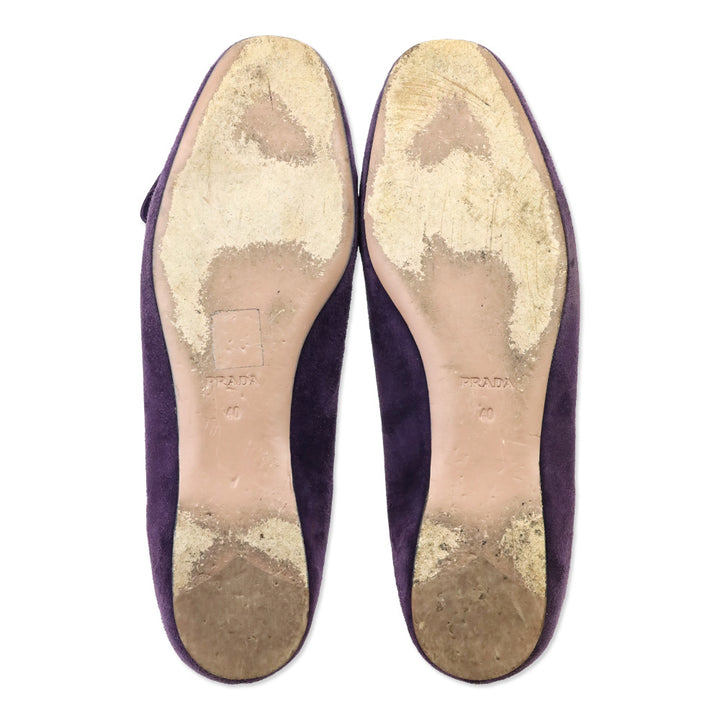 Prada Purple Suede Bow Loafer Flats