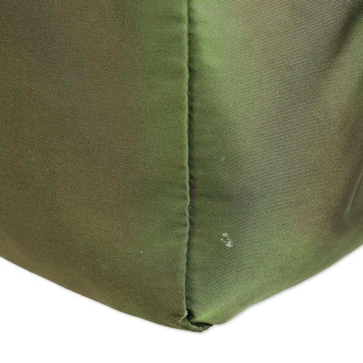 Prada Python Trimmed Olive Tessuto Logo Drawstring Tote