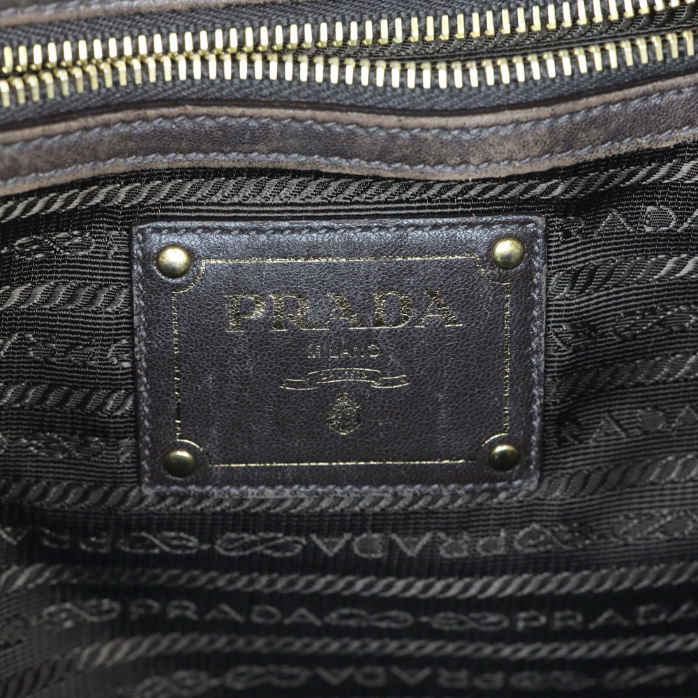 Prada Python Trimmed Olive Tessuto Logo Drawstring Tote