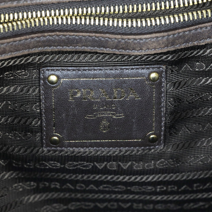 Prada Python Trimmed Olive Tessuto Logo Drawstring Tote