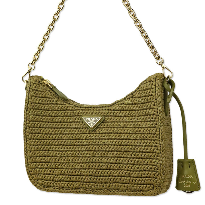 Prada Re-Edition 2005 Olive Green Crochet Bag