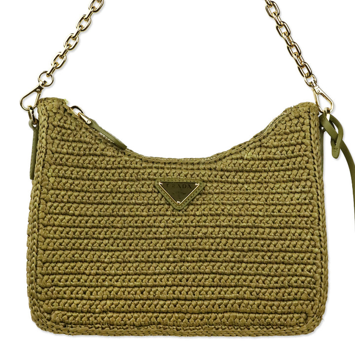 Prada Re-Edition 2005 Olive Green Crochet Bag