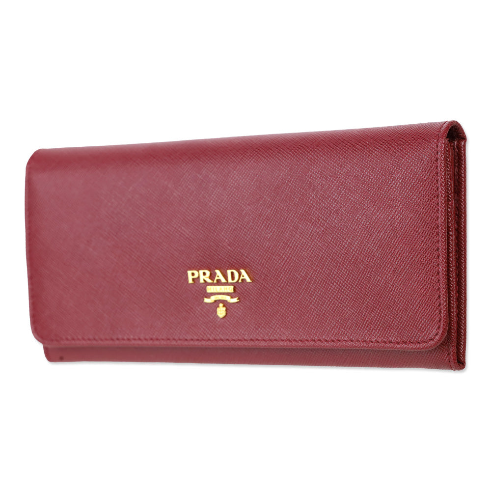 Prada Red Large Saffiano Leather Wallet