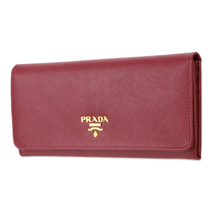 Prada Red Large Saffiano Leather Wallet