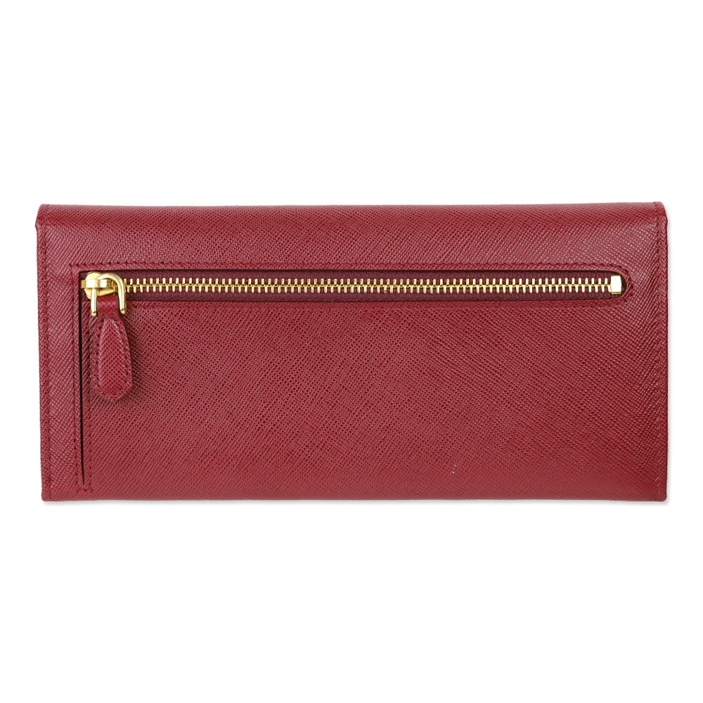 Prada Red Large Saffiano Leather Wallet