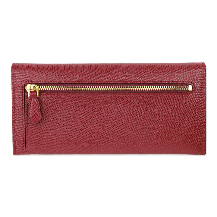 Prada Red Large Saffiano Leather Wallet