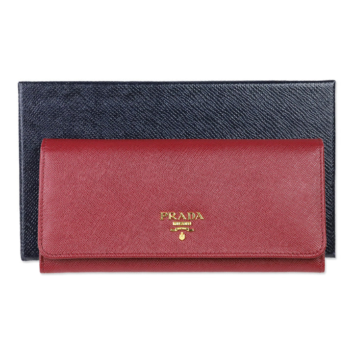 Prada Red Large Saffiano Leather Wallet