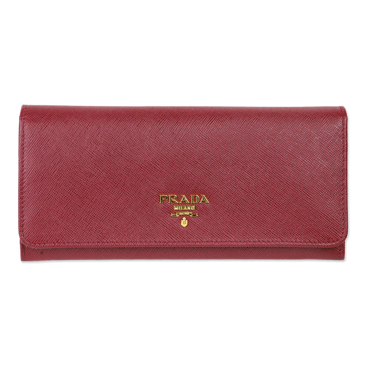 Prada Red Large Saffiano Leather Wallet