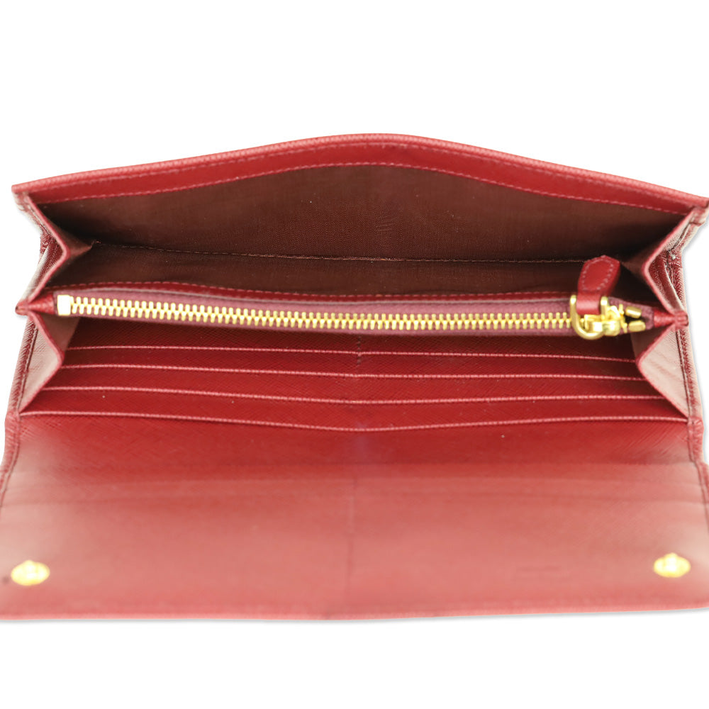 Prada Red Large Saffiano Leather Wallet
