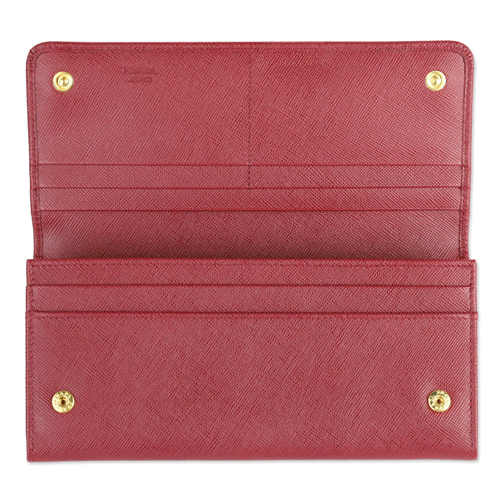 Prada Red Large Saffiano Leather Wallet