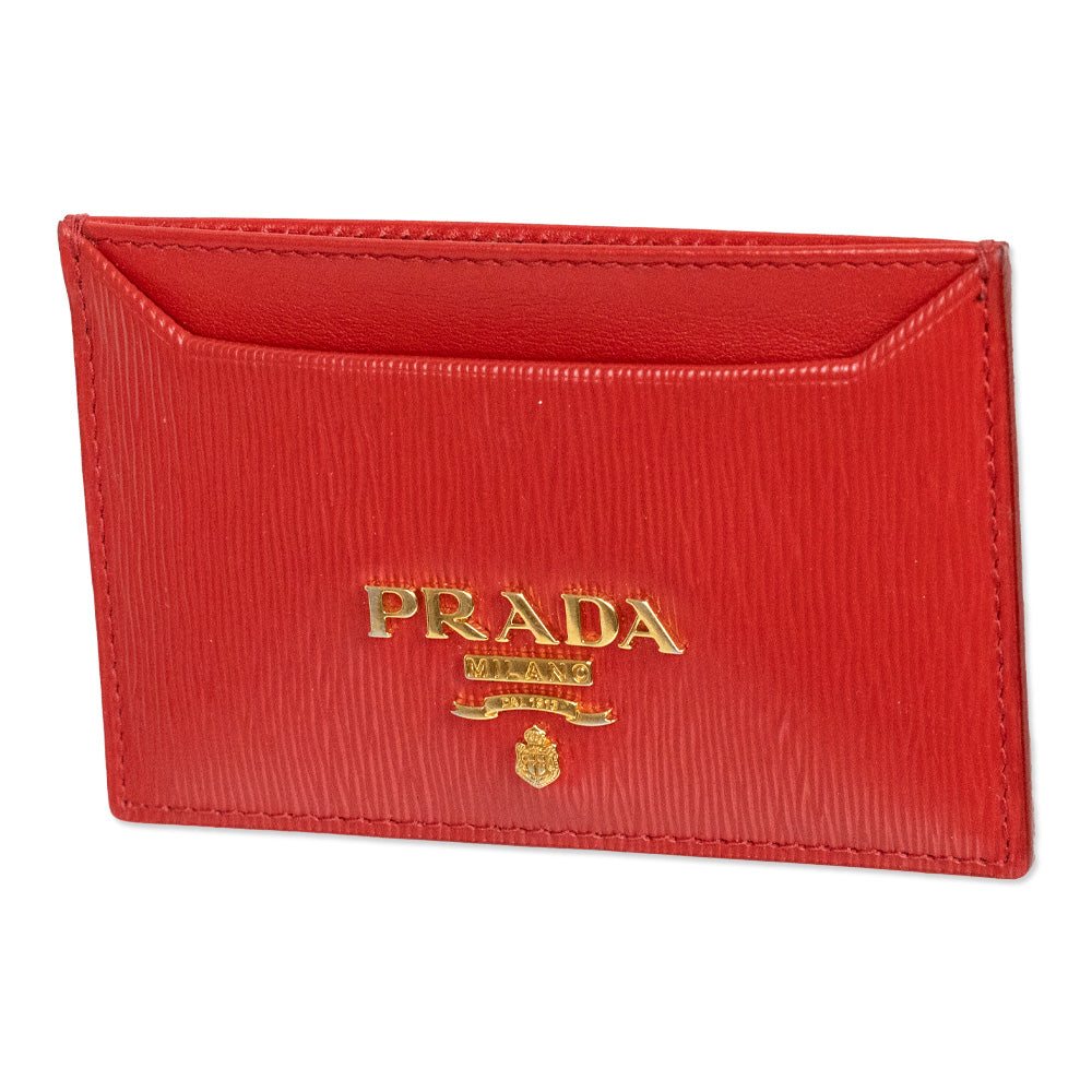 Prada Red Vitello Move Card Holder