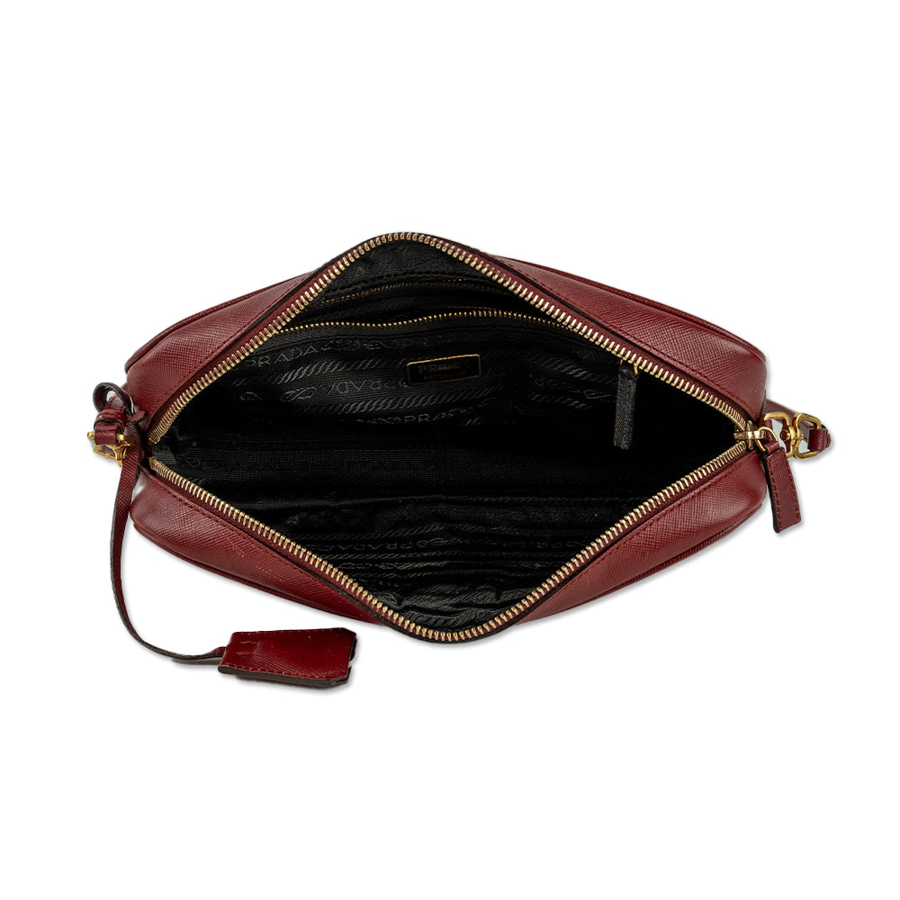 Prada Saffiano Lux Red Mini Camera Bag