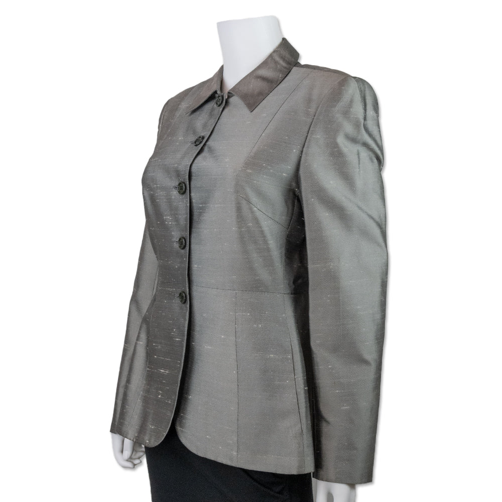 Prada Silver Button Down Collared Jacket