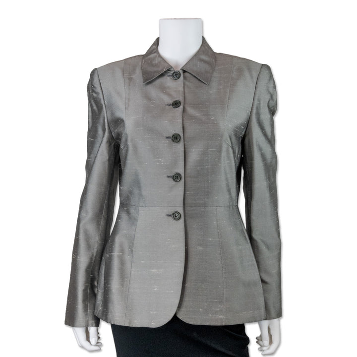 Prada Silver Button Down Collared Jacket