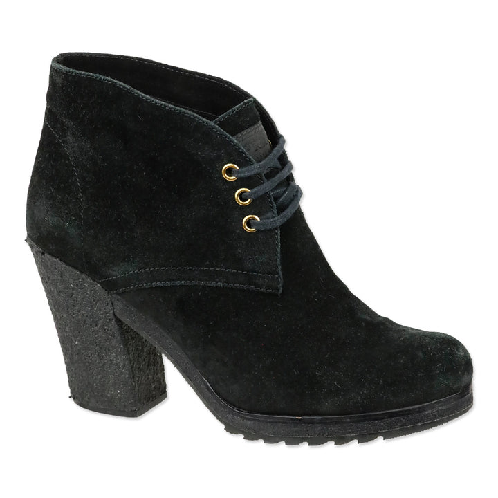 Prada Sport 3-Eyelet Lace Up Black Suede Booties