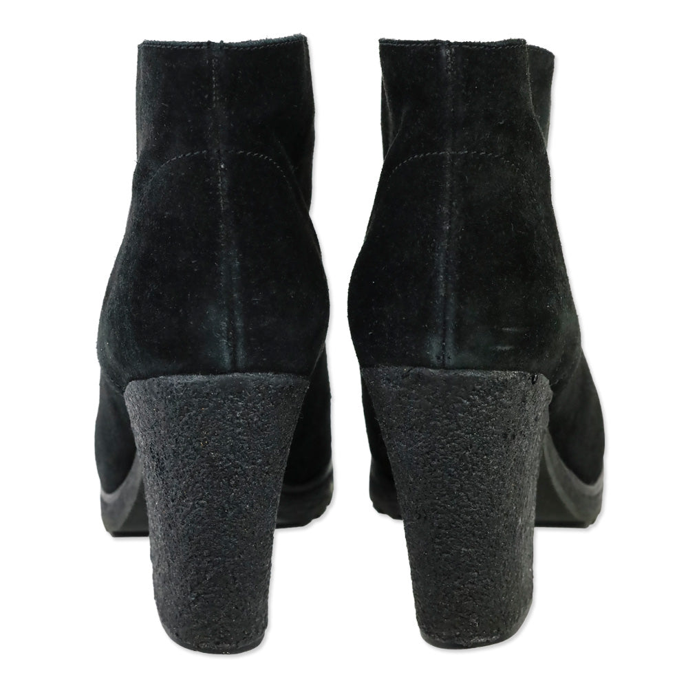 Prada Sport 3-Eyelet Lace Up Black Suede Booties