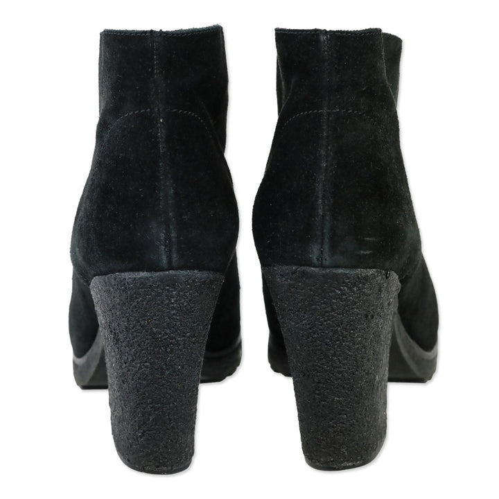Prada Sport 3-Eyelet Lace Up Black Suede Booties