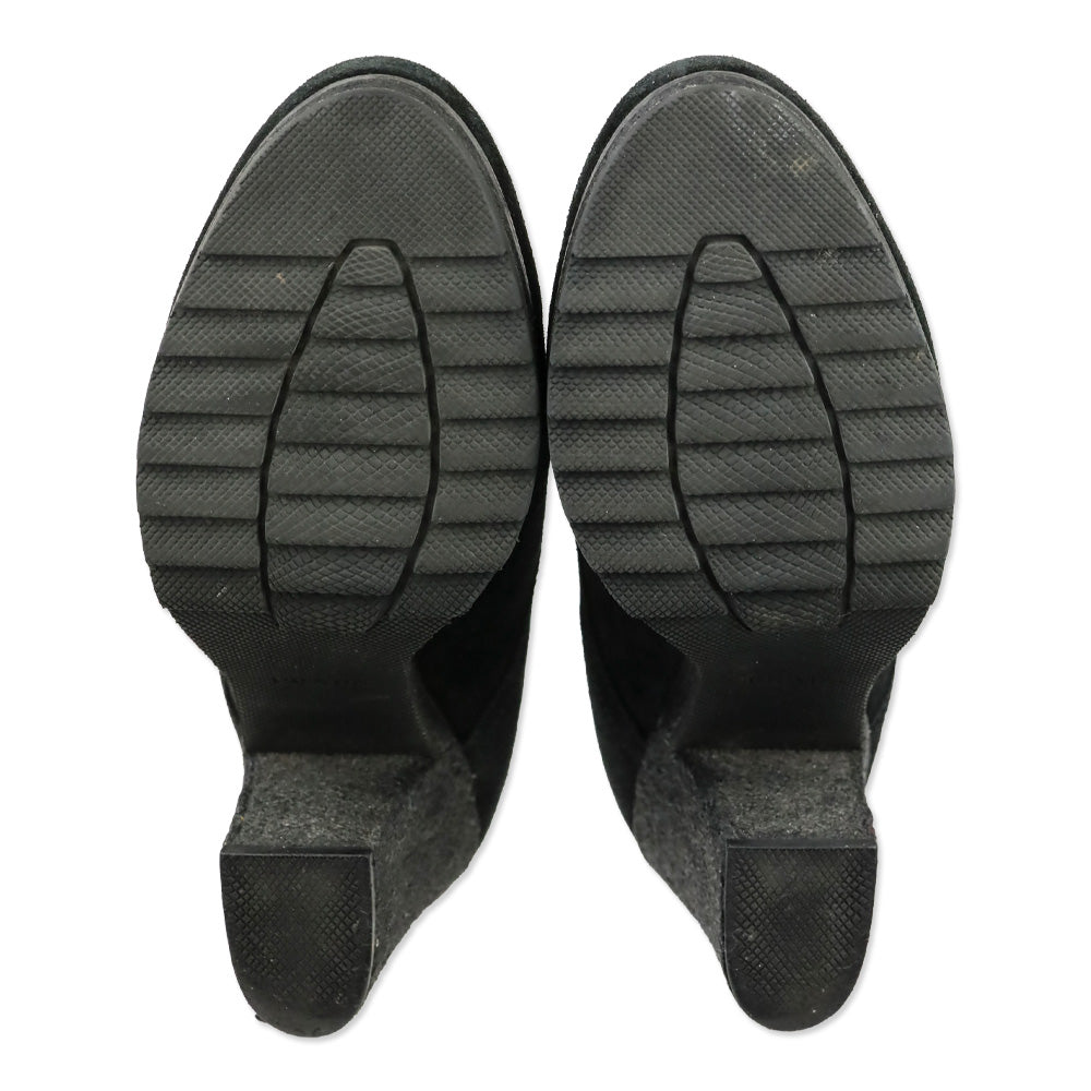 Prada Sport 3-Eyelet Lace Up Black Suede Booties