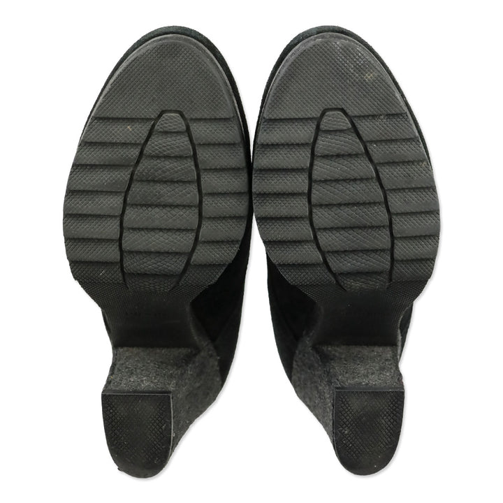 Prada Sport 3-Eyelet Lace Up Black Suede Booties