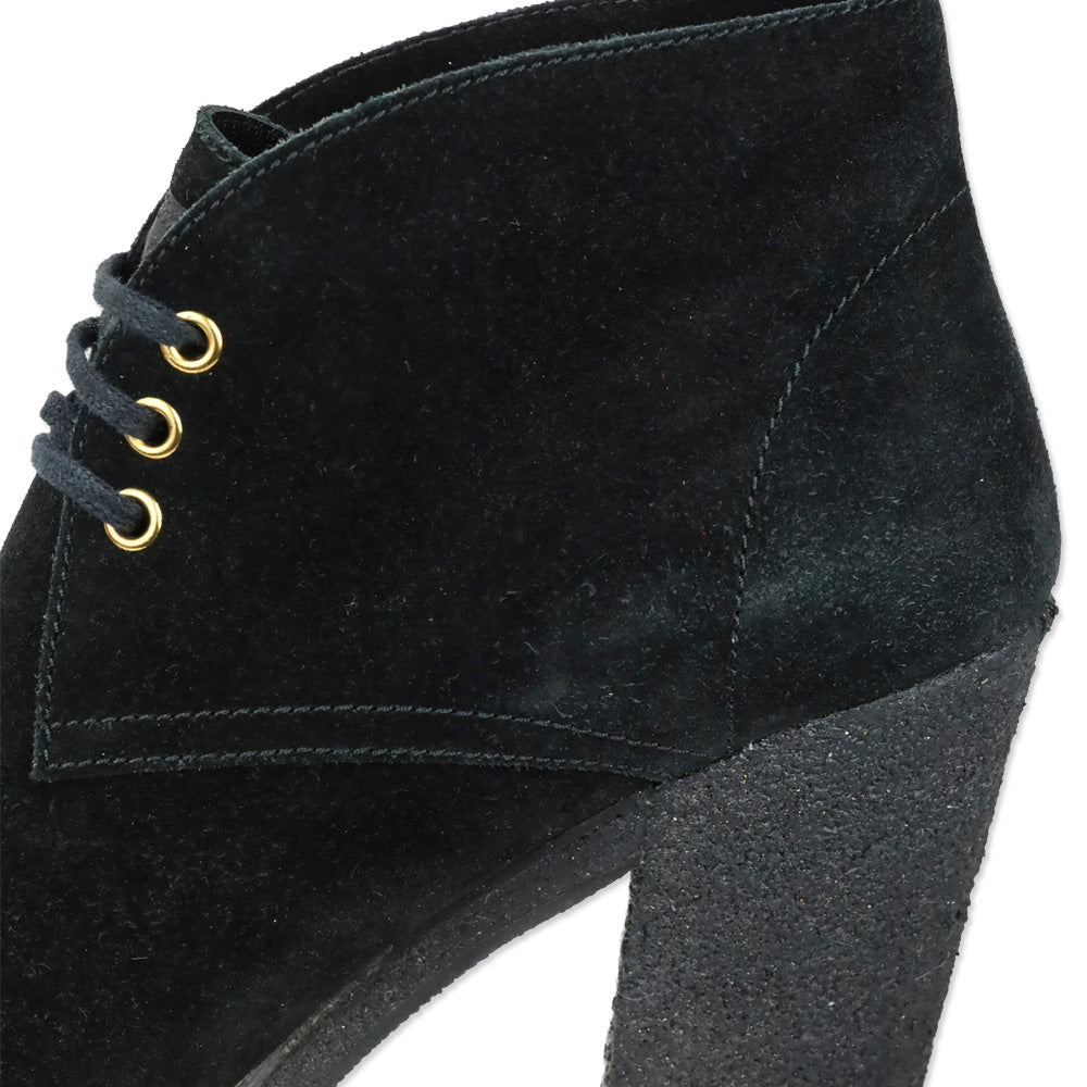 Prada Sport 3-Eyelet Lace Up Black Suede Booties