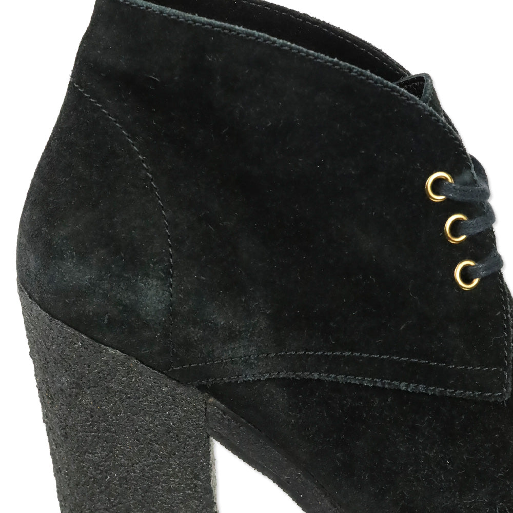 Prada Sport 3-Eyelet Lace Up Black Suede Booties