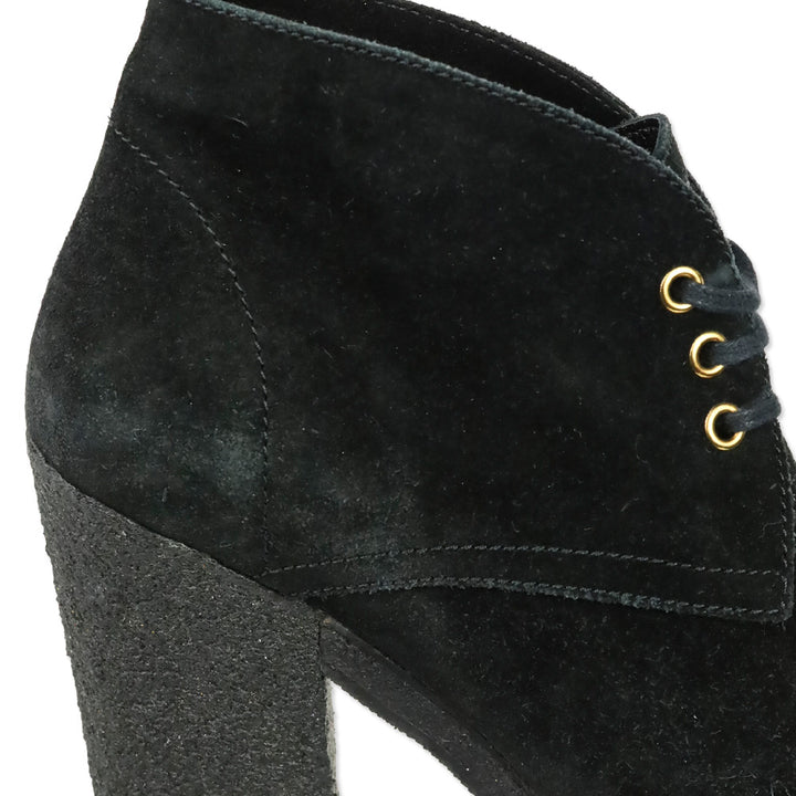 Prada Sport 3-Eyelet Lace Up Black Suede Booties