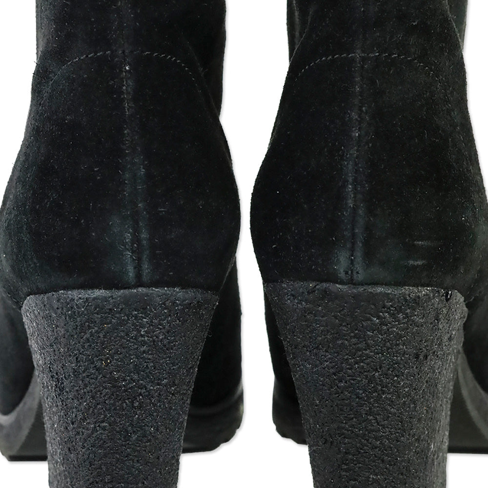 Prada Sport 3-Eyelet Lace Up Black Suede Booties