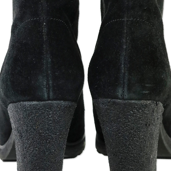 Prada Sport 3-Eyelet Lace Up Black Suede Booties
