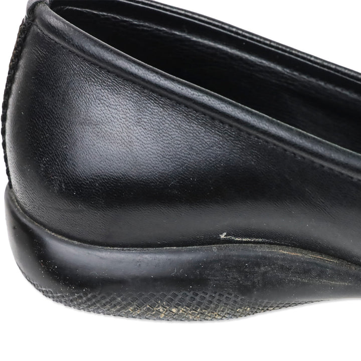 Prada Sport Black Leather Logo Plaque Penny Loafers