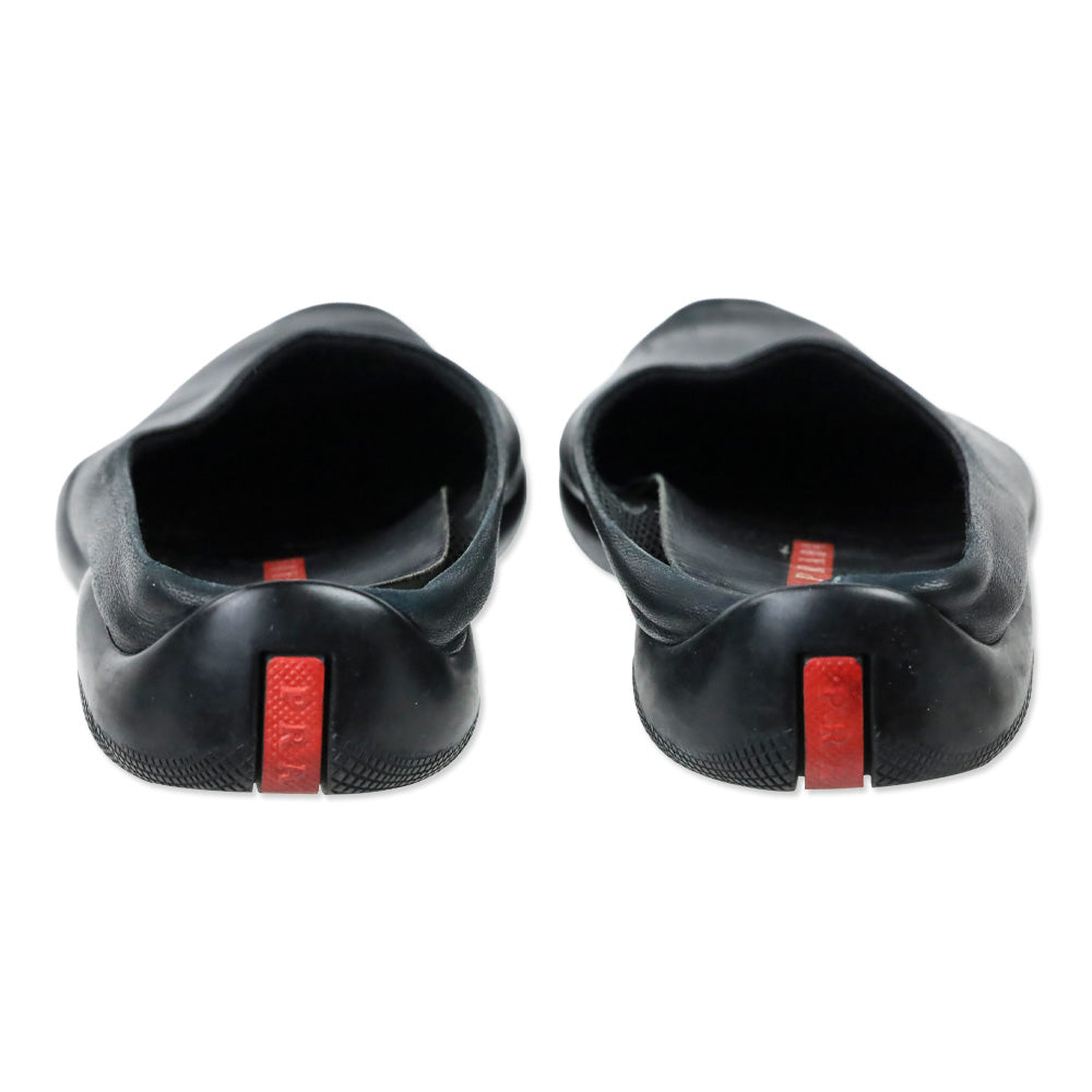 Prada Sport Black Leather Mule Clogs