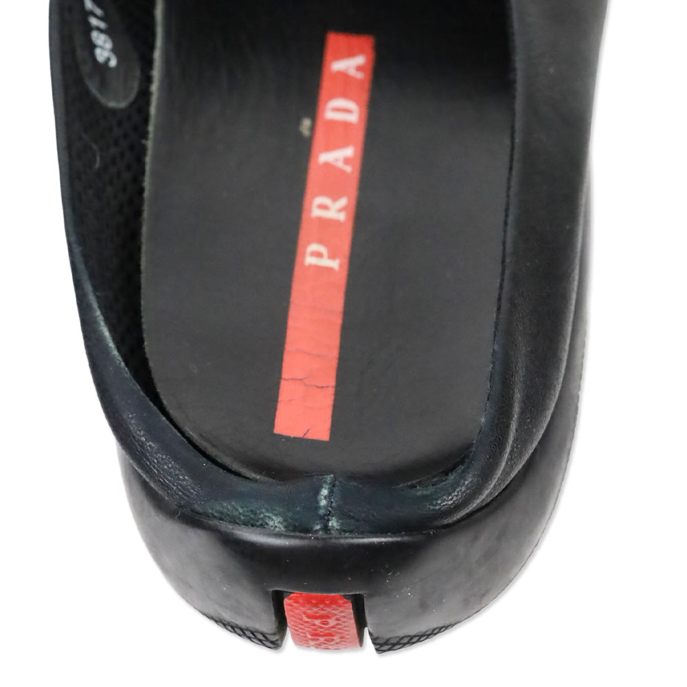 Prada Sport Black Leather Mule Clogs
