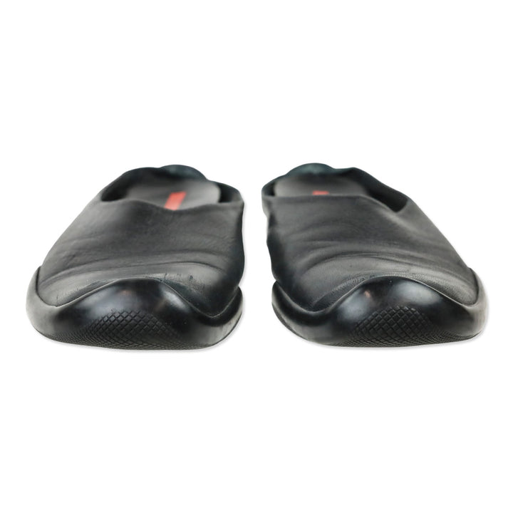 Prada Sport Black Leather Mule Clogs