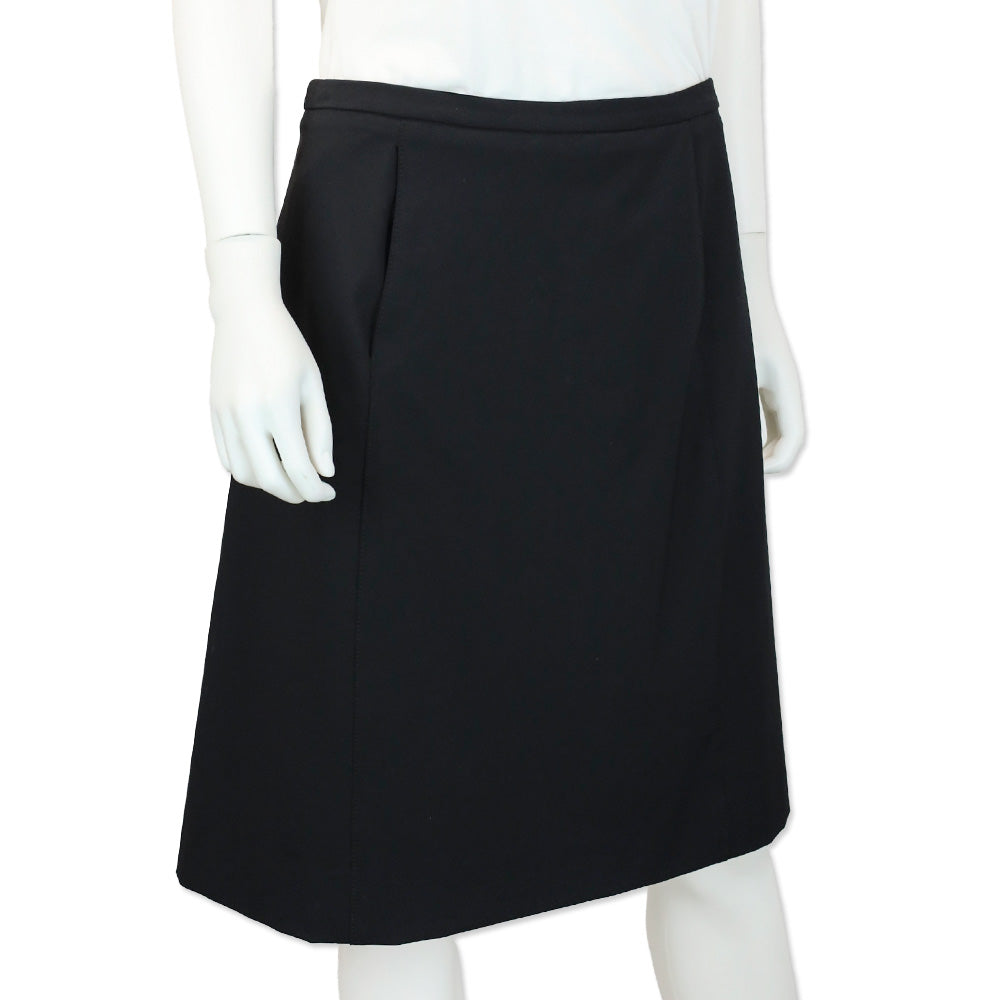 Prada Sport Black Nylon-Blend Belted A-Line Midi Skirt