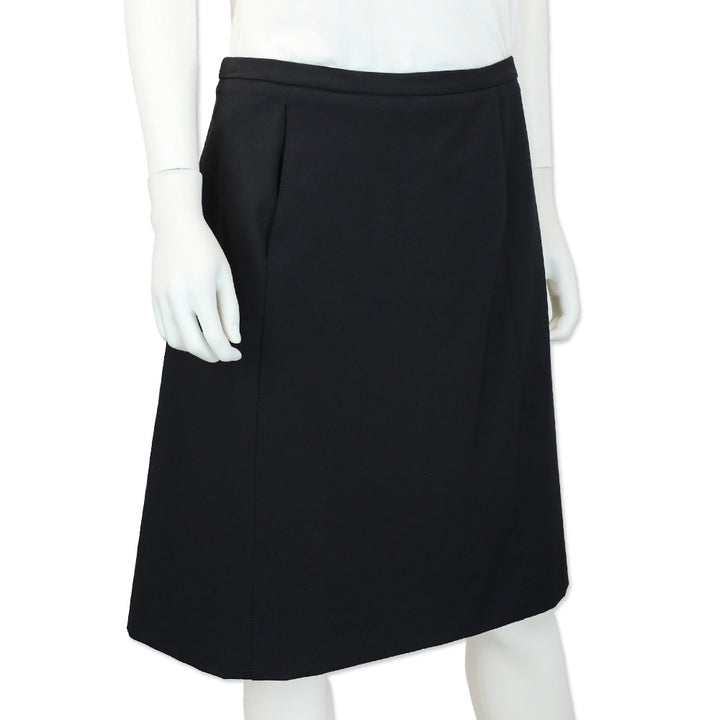 Prada Sport Black Nylon-Blend Belted A-Line Midi Skirt